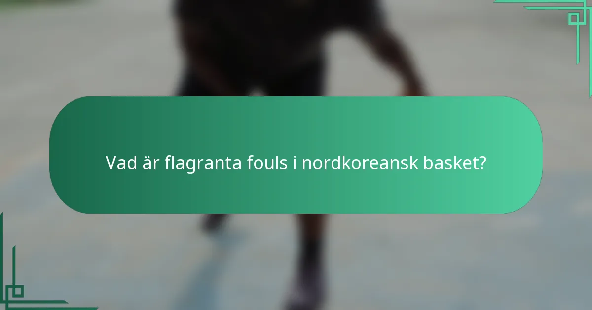 Vad är flagranta fouls i nordkoreansk basket?
