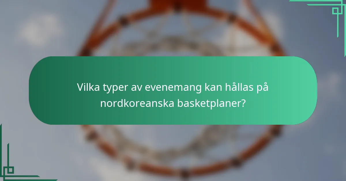 Vilka typer av evenemang kan hållas på nordkoreanska basketplaner?